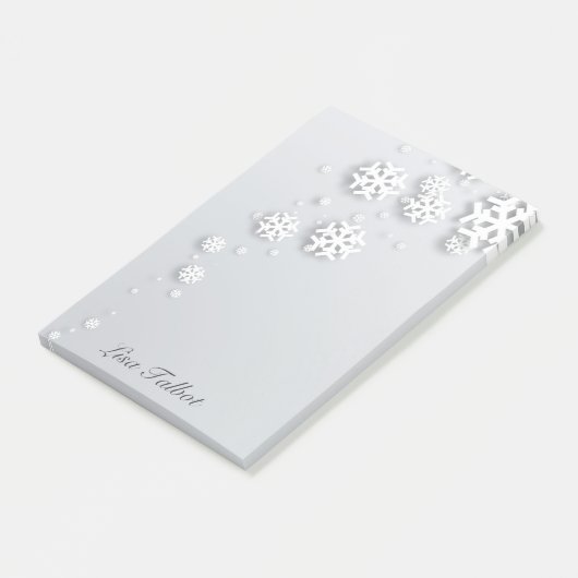 Notes de post-it grises et blanches de flocon de (Incliné)