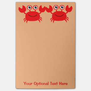 Notes de post-it heureuses de crabe