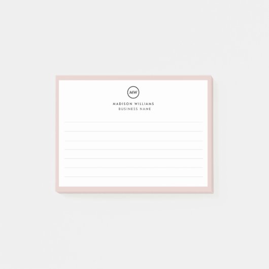Notes de post-it monogramme minimum pour le client (Devant)
