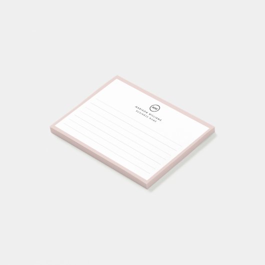 Notes de post-it monogramme minimum pour le client (Incliné)