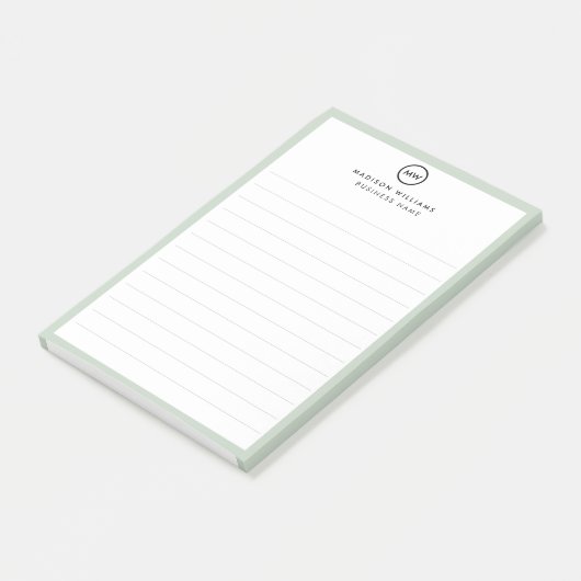 Notes de post-it monogramme minimum pour le client (Incliné)
