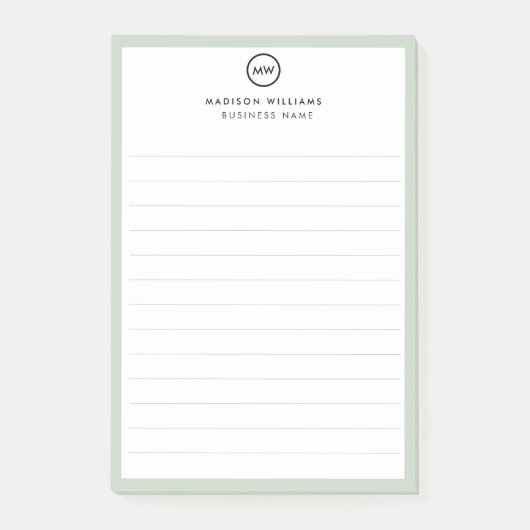 Notes de post-it monogramme minimum pour le client (Devant)