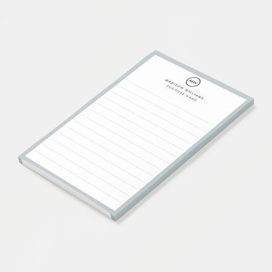 Notes de post-it monogramme minimum pour le client (Incliné)