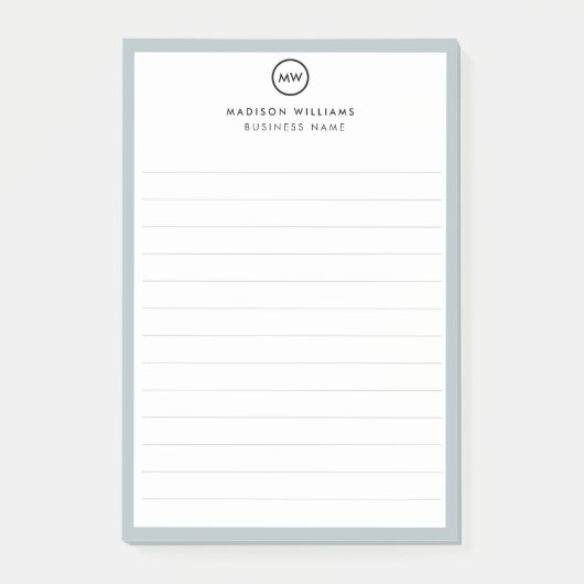 Notes de post-it monogramme minimum pour le client (Devant)