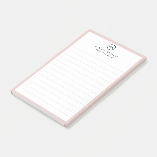 Notes de post-it monogramme minimum pour le client (Incliné)