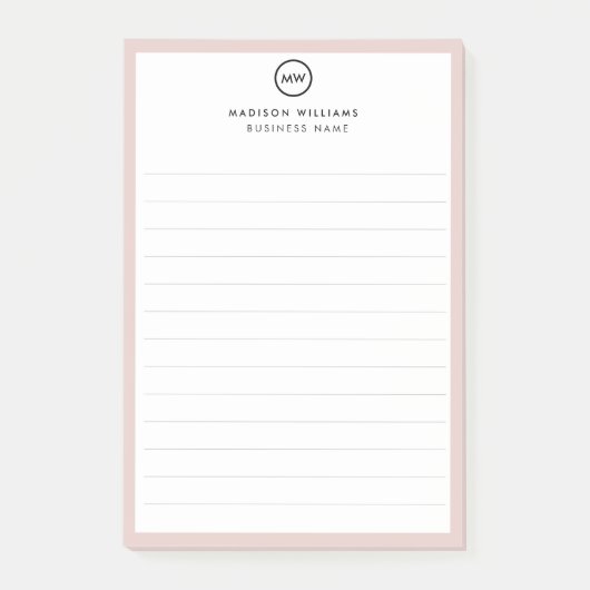 Notes de post-it monogramme minimum pour le client (Devant)