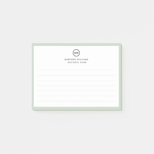 Notes de post-it monogramme minimum pour le client (Devant)