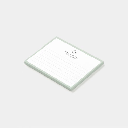 Notes de post-it monogramme minimum pour le client (Incliné)