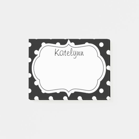 Notes de post-it noires et blanches de monogramme (Devant)