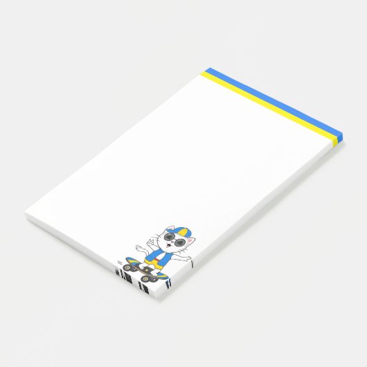 Notes de post-it pour le chat de patinage mignon (Incliné)