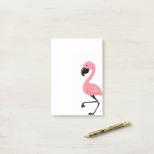 Notes de post-it roses de Flamant rose (Sur un bureau)