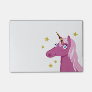 Notes de post-it roses de licorne