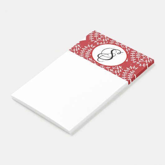 Notes de post-it rouges scandinaves de monogramme (Incliné)