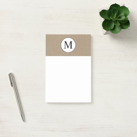 Notes de post-it rustiques de monogramme (Bureau)