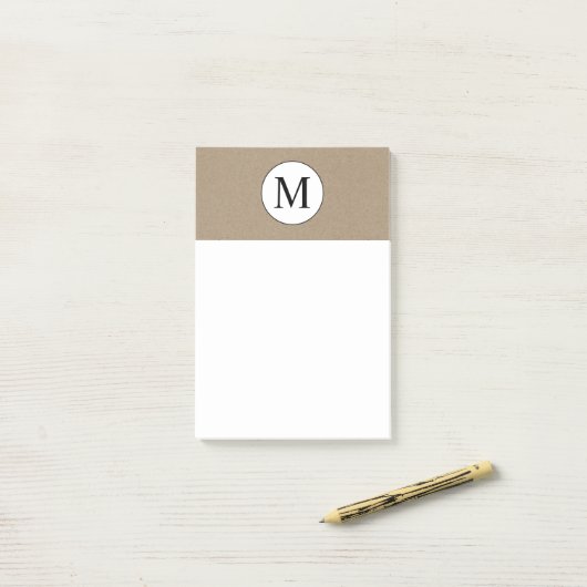 Notes de post-it rustiques de monogramme (Sur un bureau)