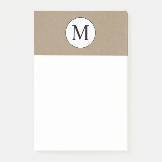 Notes de post-it rustiques de monogramme (Devant)
