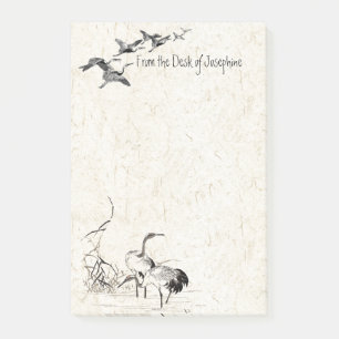 Notes de post-it sur la faune des oiseaux de grue