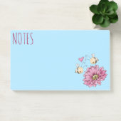 Notes de post-it sur la fleur d'abeilles mignonnes (Bureau)