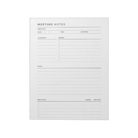 Notes de réunion Bloc-notes, Bloc-notes pour le tr (Tourné)