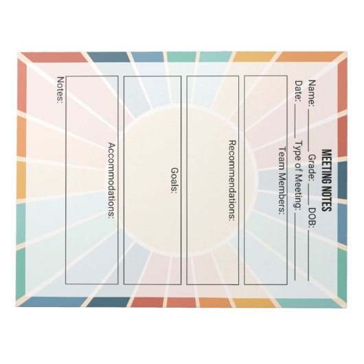 Notes de réunion Bloc-notes - Sun (Devant)