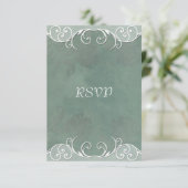 Notes de RSVP de mariage aux roses vert sauge (Debout devant)
