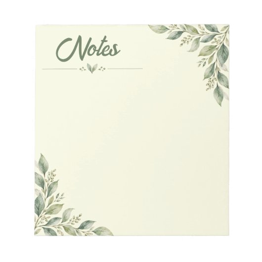 Notes de Zen Botanique | Bloc-notes vert minimalis (Devant)