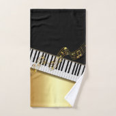 Notes d'or élégantes, Touches de piano, Noir (Serviette à main)