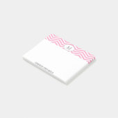 Notes du post-it Chevron rose et blanc PERSONNALIS (Incliné)