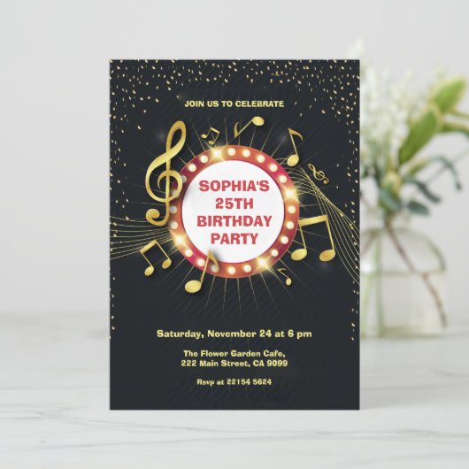 Notes et Clef Invitation d'anniversaire (Debout devant)