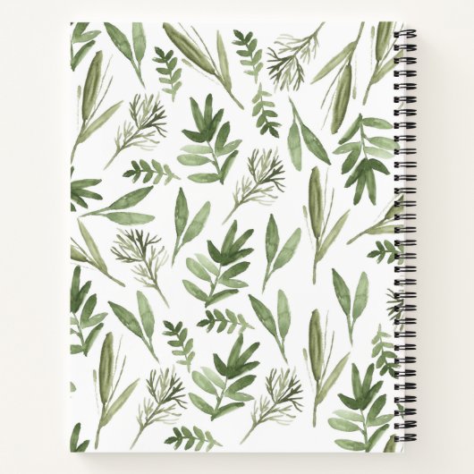 Notes et idées journal vert fleuri (Dos)