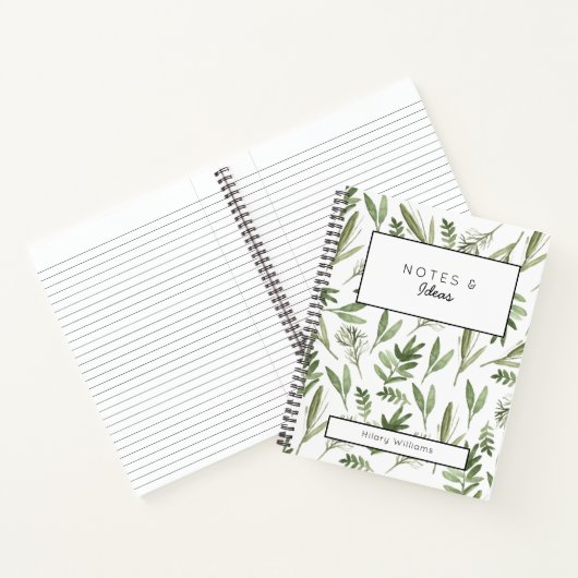 Notes et idées journal vert fleuri (Intérieur)