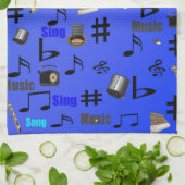 Notes Et Instruments Musicaux Bleus, Serviette À T (Plié)