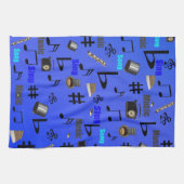 Notes Et Instruments Musicaux Bleus, Serviette À T (Horizontal)