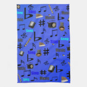 Notes Et Instruments Musicaux Bleus, Serviette À T (Vertical)