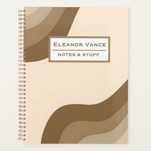 Notes et trucs marron beige Abstrait ondulé Pe (Devant)