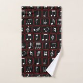 Notes géométriques noires et blanches rouges (Serviette à main)