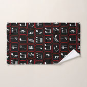 Notes géométriques noires et blanches rouges (Serviette à main)