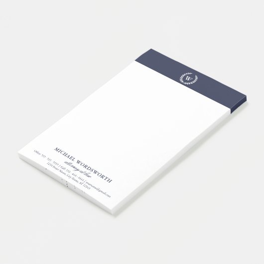 Notes Monogram Classic Elegant Business Post-it® (Incliné)