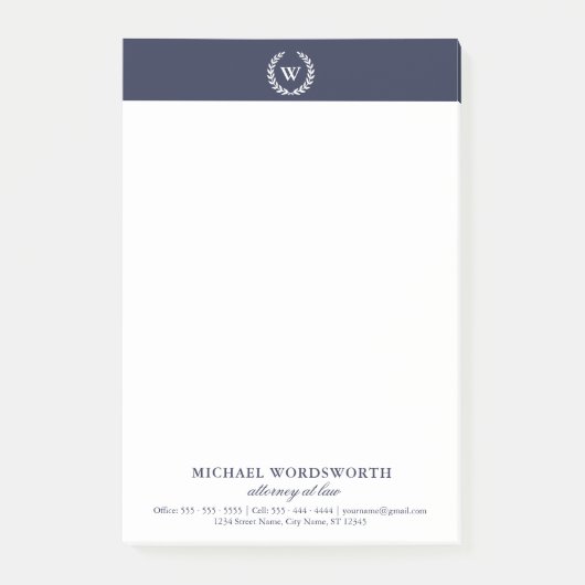 Notes Monogram Classic Elegant Business Post-it® (Devant)
