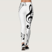 Notes musicales B&W Yoga Pilates Hot Pants Legging (Dos)