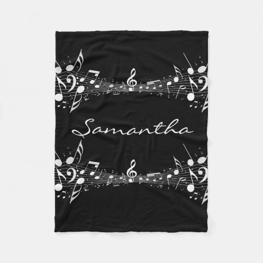 Notes musicales blanches Couverture en polaire dou (Devant)