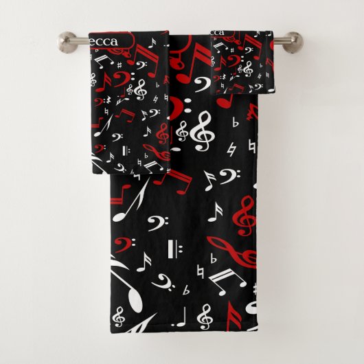 Notes musicales blanches et noires rouges (En situation)
