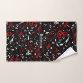 Notes musicales blanches et noires rouges (Serviette à main)