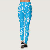 Notes musicales blanches sur les Leggings bleus (Dos)
