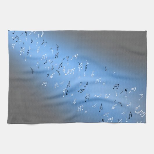 Notes musicales Bleu lune serviette de thé (Horizontal)