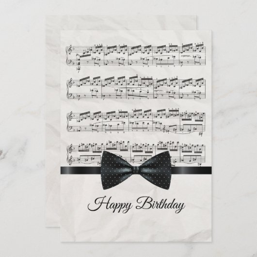 Notes musicales Bonne carte plat d'anniversaire (Devant / Derrière)