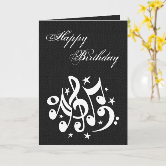 Notes musicales Carte d'anniversaire (Fleur jaune)