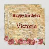 Notes musicales Carte d'anniversaire personnalisée (Devant / Derrière)