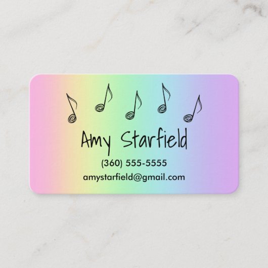 Notes musicales Carte de visite arc-en-ciel (Devant)