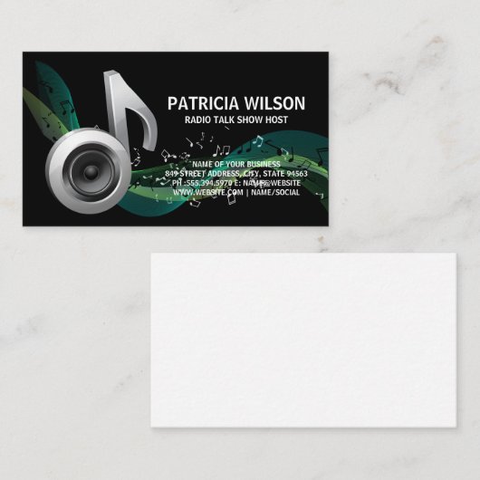 Notes musicales | Carte de visite du caisson de ba (Devant / Derrière)